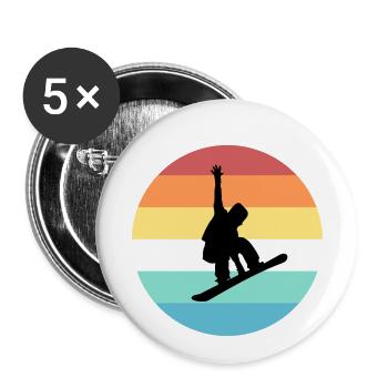 Snowboard - Lot de 5 petits badges (25 mm) - blanc - Devant