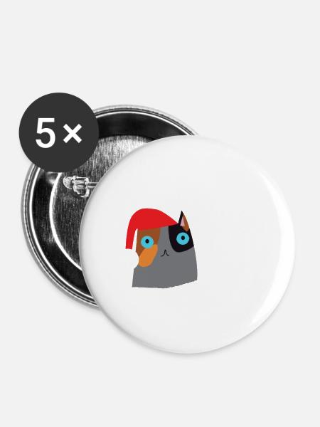 Cat HoHoHo - Buttons klein 25 mm (5er Pack) - Weiß