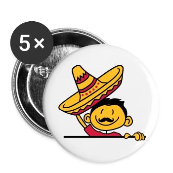 gruessen sombrero mexikaner mexikanisch suedamerik - Buttons klein 25 mm (5er Pack) - Weiß - Vorne