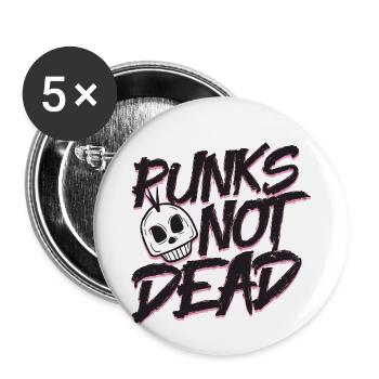 Punks not dead skull head rock n roll gift idea - Buttons small 1''/25 mm (5-pack) - white - Front