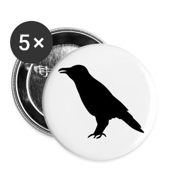 Krähe - Buttons klein 25 mm (5er Pack) - Weiß - Vorne