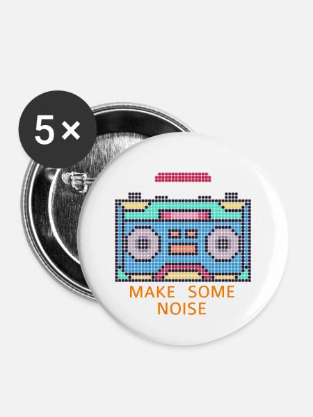 Musik - Buttons klein 25 mm (5er Pack) - Weiß
