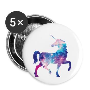 Einhorn Galaxie - Buttons klein 25 mm (5er Pack) - Weiß - Vorne