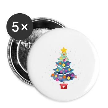 Christmas tree - gift idea for Christmas - Buttons small 1''/25 mm (5-pack) - white - Front