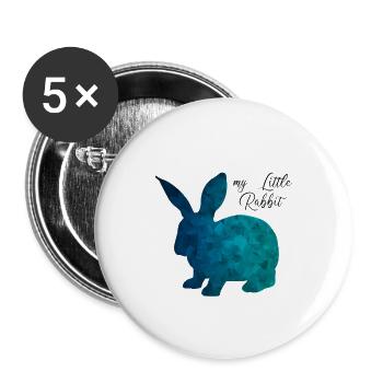 Lapin lapin lapin abstrait - Lot de 5 petits badges (25 mm) - blanc - Devant