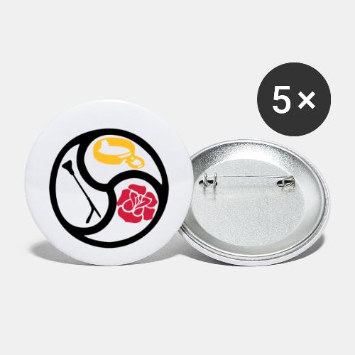 BDSM Emblem SM 3-color - Buttons klein 25 mm (5er Pack)
