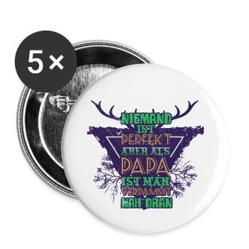 Papa T-Shirt - Buttons small 1''/25 mm (5-pack) - white - Front
