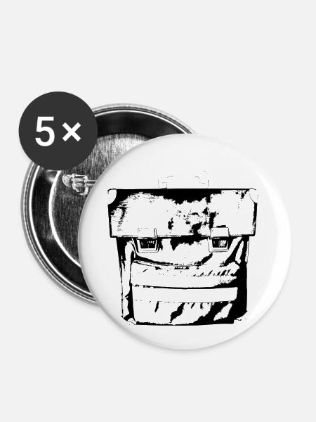 Schulranzen - Buttons klein 25 mm (5er Pack) - Weiß