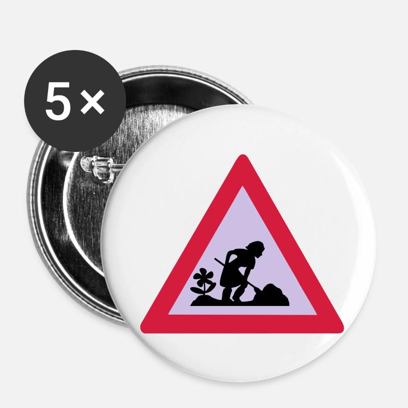 baustelle - Buttons klein 25 mm (5er Pack) - Weiß