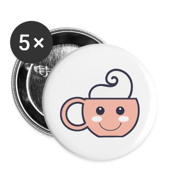 Tasse de cacao - Lot de 5 petits badges (25 mm) - blanc - Devant