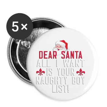 Dear Santa naughty boy list - Buttons small 1''/25 mm (5-pack) - white - Front