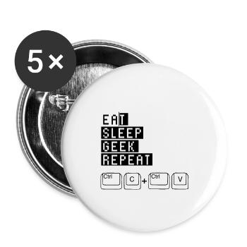 Gamer Nerd Süchtig Zocken Level up Geschenk Game - Buttons klein 25 mm (5er Pack) - Weiß - Vorne