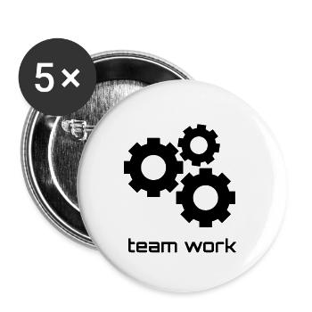 Team work, gift gears friendship work - Buttons small 1''/25 mm (5-pack) - white - Front