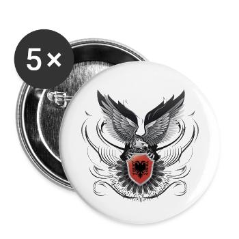 Shqiponja/Albania #02 - Buttons small 1''/25 mm (5-pack) - white - Front