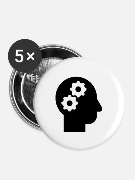 Clever und Nachdenken - Buttons klein 25 mm (5er Pack) - Weiß