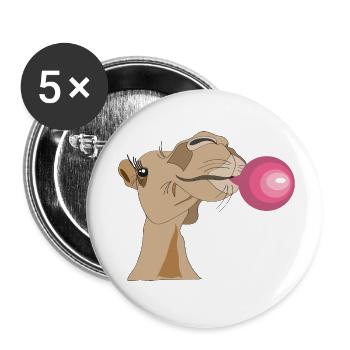 Chameau avec chewing-gum - Lot de 5 petits badges (25 mm) - blanc - Devant