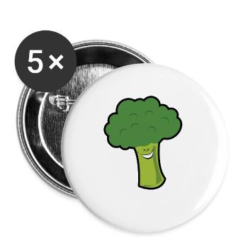 Brocoli ! Brocoli ! - À manger ! Cadeau ! Vert ! Green ! - Lot de 5 petits badges (25 mm) - blanc - Devant