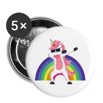 Licorne Dab, Dabbendes Licorne, DAB, Rainbow - Lot de 5 petits badges (25 mm) - blanc - Devant