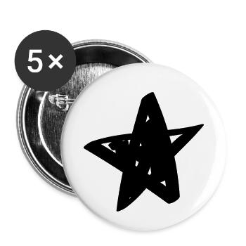 Étoile / étoile de bande dessinée - peint, dessiné, style bande dessinée - Lot de 5 petits badges (25 mm) - blanc - Devant