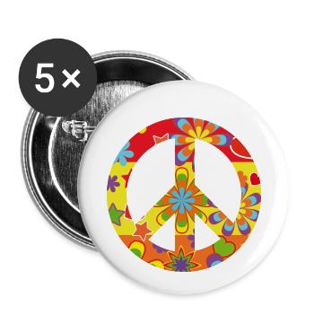 Peace - Buttons small 1''/25 mm (5-pack) - white - Front