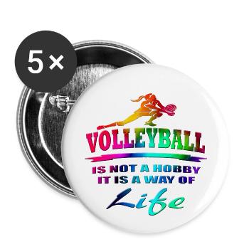 Volleyball - Buttons klein 25 mm (5er Pack) - Weiß - Vorne