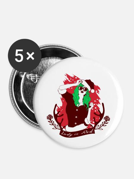 Weihnachts wunschzettel damen Weihnachtsmann - Buttons klein 25 mm (5er Pack) - Weiß