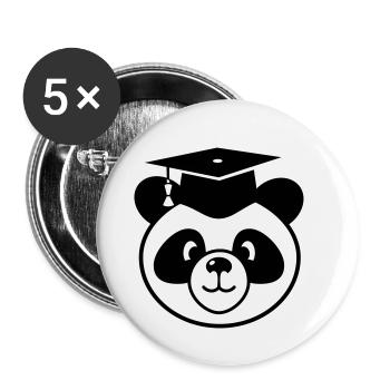 Panda mit Doktorhut - Promotion, Staatsexamen - Buttons klein 25 mm (5er Pack) - Weiß - Vorne