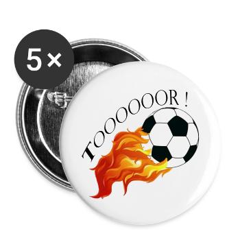 Fussball Tor EM WM Sieger Schuss Fußballer Soccer - Buttons klein 25 mm (5er Pack) - Weiß - Vorne