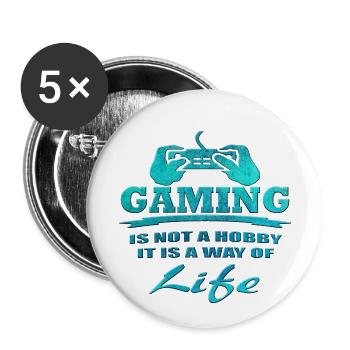 Gaming - Buttons small 1''/25 mm (5-pack) - white - Front