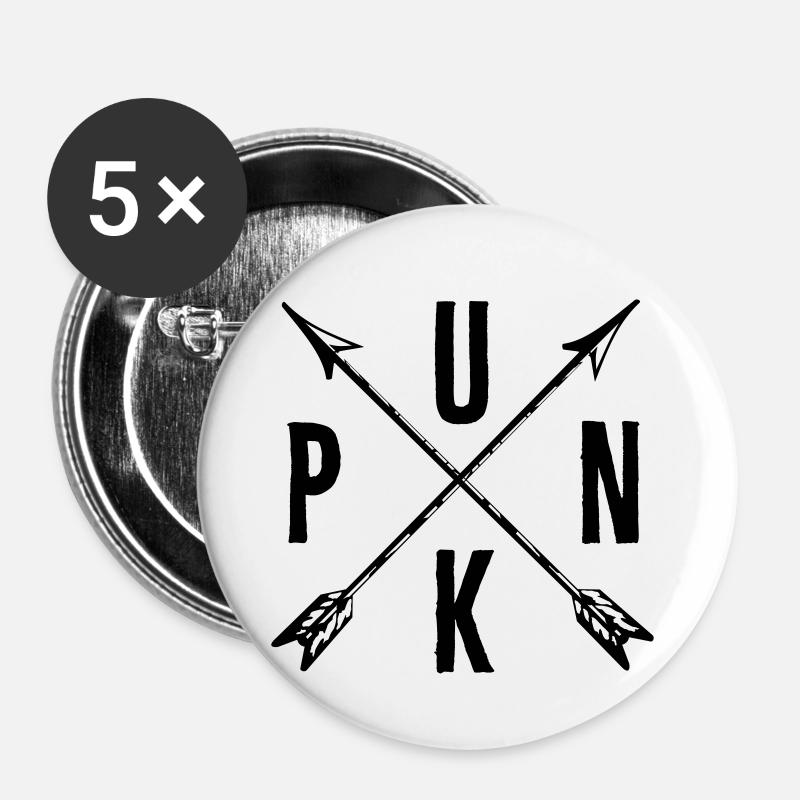 Punk Straight Edge - Buttons klein 25 mm (5er Pack) - Weiß
