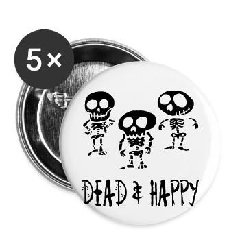 dead & happy - Buttons small 1''/25 mm (5-pack) - white - Front