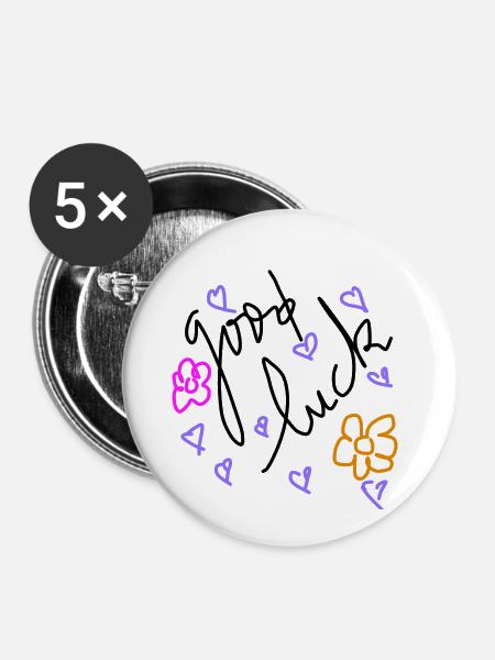 Viel Glück - Buttons klein 25 mm (5er Pack) - Weiß