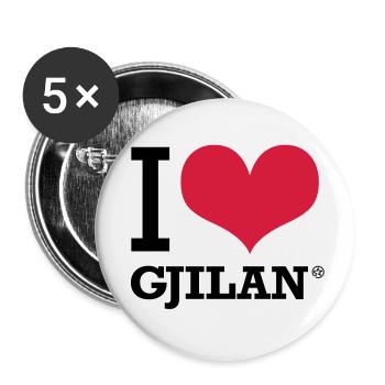 I LOVE GJILAN - Buttons small 1''/25 mm (5-pack) - white - Front