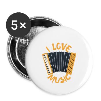 Accordion Music Love Sheet Music Instrument Orchestra - Buttons small 1''/25 mm (5-pack) - white - Front