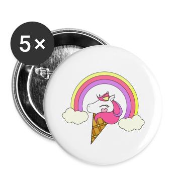 licorne - Lot de 5 petits badges (25 mm) - blanc - Devant