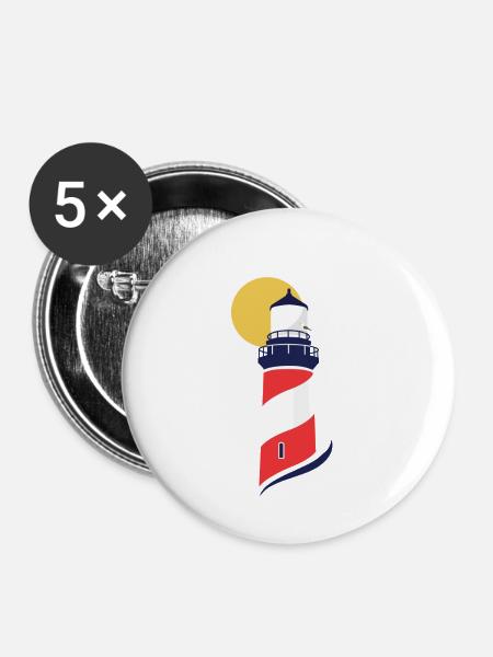 Leuchtturm - Buttons klein 25 mm (5er Pack) - Weiß