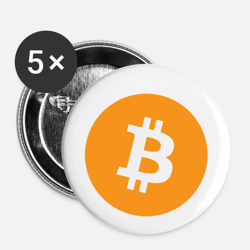 Bitcoin - Buttons klein 25 mm (5er Pack) - Weiß