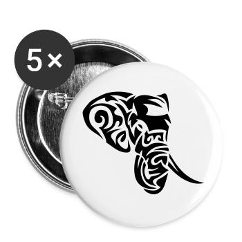 elephant tribal elefant 402 - Lot de 5 petits badges (25 mm) - blanc - Devant