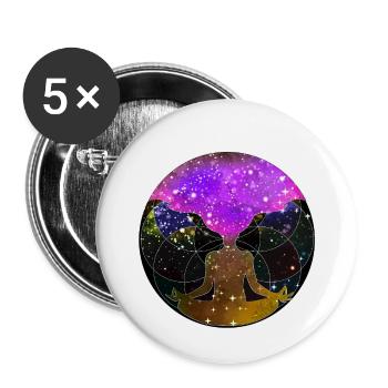 Yoga Yogin Spirituality Namaste Lotus Flower Buddha - Buttons small 1''/25 mm (5-pack) - white - Front