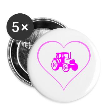 Traktor - Buttons klein 25 mm (5er Pack) - Weiß - Vorne