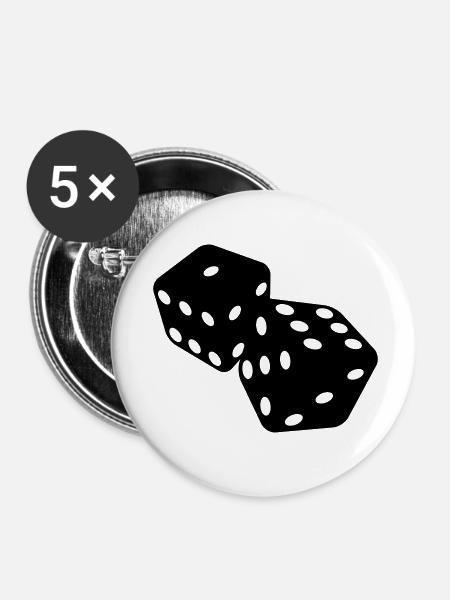 Wuerfel - Buttons klein 25 mm (5er Pack) - Weiß