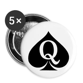 Reine de pique - Lot de 5 petits badges (25 mm) - blanc - Devant