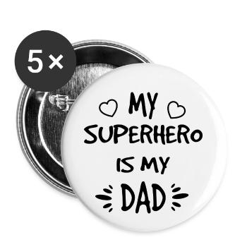 My Superhero Dad black - Buttons small 1''/25 mm (5-pack) - white - Front