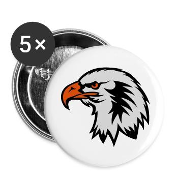 Adlerkopf Adler Zeichnung Cartoon-Gesicht 702 - Buttons klein 25 mm (5er Pack) - Weiß - Vorne