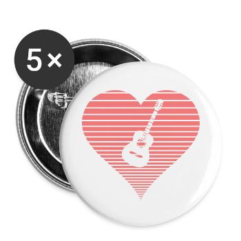 Gitarre - Buttons klein 25 mm (5er Pack) - Weiß - Vorne