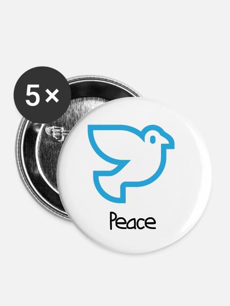Peace - Buttons klein 25 mm (5er Pack) - Weiß