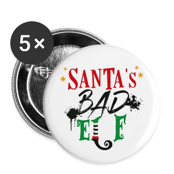 santas bath elf - Buttons small 1''/25 mm (5-pack) - white - Front