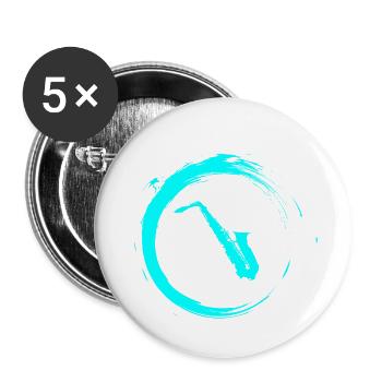 saxophone - Lot de 5 petits badges (25 mm) - blanc - Devant