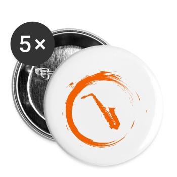 saxophone - Lot de 5 petits badges (25 mm) - blanc - Devant