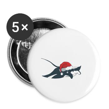 MANTA CLAUS VIENT EN VILLE - Lot de 5 petits badges (25 mm) - blanc - Devant